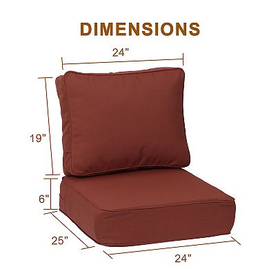 Aoodor 24x25x6'' Outdoor Deep Seat Cushion Set with spring, Sunbrella Fabric