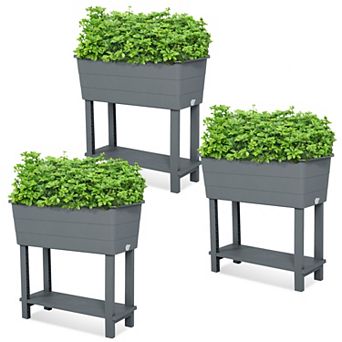 Aoodor 3 pc Raised Garden Bed, Elevated Planter Box with Self-watering Design