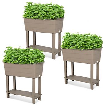 Aoodor 3 pc Raised Garden Bed, Elevated Planter Box with Self-watering Design