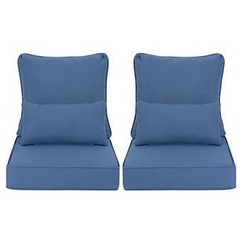 Aoodor 24'' x 24'' Outdoor Deep Seat Chair Cushion Set (Set of 2 Seats, 2 Backs, 2 Pillows)