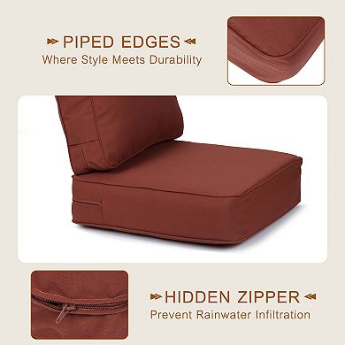 Aoodor 25x25x6'' Outdoor Deep Seat Cushion Set with spring, Set of 2, Sunbrella Fabric