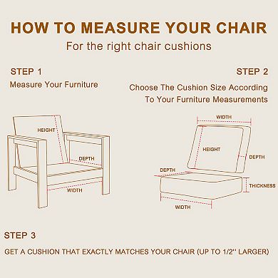 Aoodor 24x24x6'' Outdoor Deep Seat Cushion Set with spring, Set of 2, Sunbrella Fabric