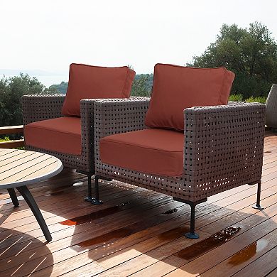 Aoodor 24x24x6'' Outdoor Deep Seat Cushion Set with spring, Set of 2, Sunbrella Fabric