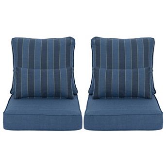 Aoodor 22'' x 24'' Outdoor Deep Seat Chair Cushion Set, (Set of 2 Seats, 2 Backs, 2 Pillows）