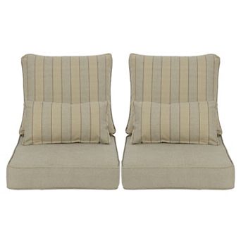 Aoodor 22'' x 24'' Outdoor Deep Seat Chair Cushion Set, (Set of 2 Seats, 2 Backs, 2 Pillows）