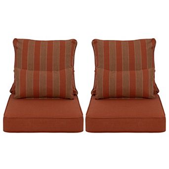 Aoodor 22'' x 24'' Outdoor Deep Seat Chair Cushion Set, (Set of 2 Seats, 2 Backs, 2 Pillows）