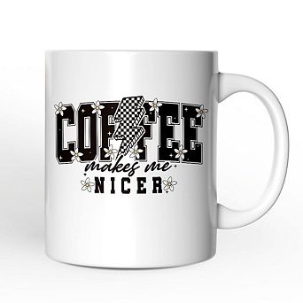 Coffee Makes Me Nicer Mug, Retro Caffeine Lovers Gift