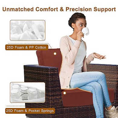 Aoodor 24x24x6'' Outdoor Deep Seat Cushion Set with spring, Sunbrella Fabric