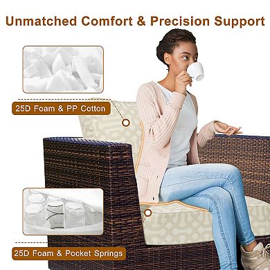 Aoodor 24x24x6'' Outdoor Deep Seat Cushion Set with spring, Sunbrella Fabric