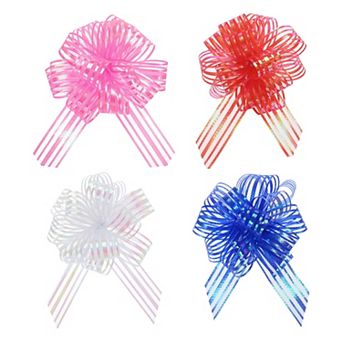 20 pc 4 Inch Large Organza Pull Bow Metallic Chiffon Gift Wrapping Bows Ribbon for Wedding Presents