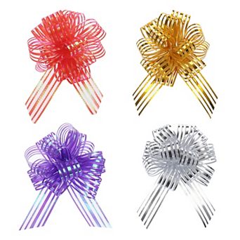 20 pc 4 Inch Large Organza Pull Bow Metallic Chiffon Gift Wrapping Bows Ribbon for Wedding Presents