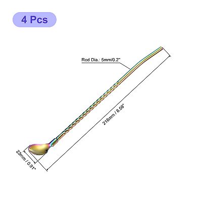 Stainless Steel Spoon Straws, 4Pcs 8.6" Reusable Metal Long Handle Drinking Straws Spoon