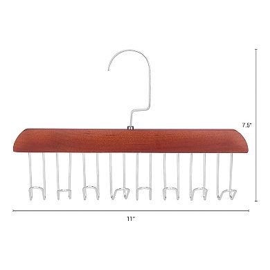 2Pcs Hangers, Wood Tank Top Hanger with 8 Hooks for Closet Organizer, Space Saving Storage for Belts
