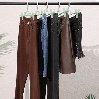 20 Pack Plastic Non-Slip Hangers with Pinch Clips, Durable 360-degree Space Saving Clothes Hangers