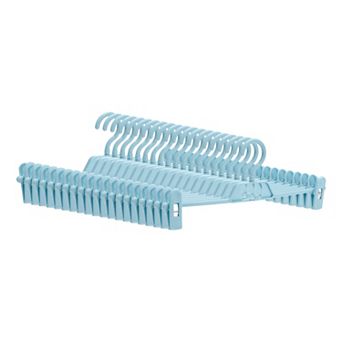 20 Pack Plastic Non-Slip Hangers with Pinch Clips, Durable 360-degree Space Saving Clothes Hangers