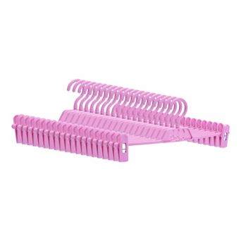 20 Pack Plastic Non-Slip Hangers with Pinch Clips, Durable 360-degree Space Saving Clothes Hangers