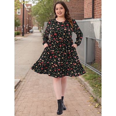 chinese dress ladies YOESEE Long Sleeve Crew Neck Maxi Dress for Women Flowy High Waist Ruffle Tiered  Midi Dress at Amazon Women's Clothing store
