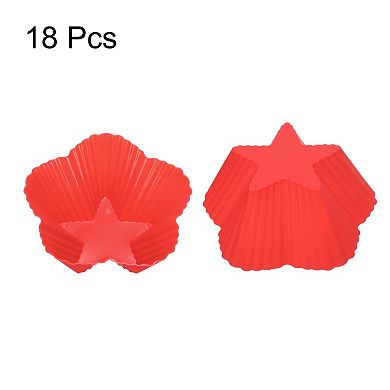 18pcs Silicone Cupcake Liners, 2.75 Inch Reusable Nonstick Baking Cups Star Shape