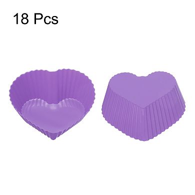 18pcs Silicone Cupcake Liners, 2.75 Inch Reusable Nonstick Baking Cups Heart Shape