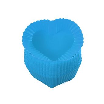 18 pc Silicone Cupcake Liners, 2.75 Inch Reusable Nonstick Baking Cups Heart Shape
