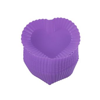 18 pc Silicone Cupcake Liners, 2.75 Inch Reusable Nonstick Baking Cups Heart Shape