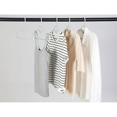 20 Pack Plastic Non-Slip Hangers with Heart Shape, Durable Space Saving Clothes Hangers for Clothing
