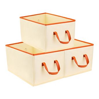 3 pc Storage Cube, Fabric Storage Bin with Handles for Shelves Closet, Collapsible Storage Basket