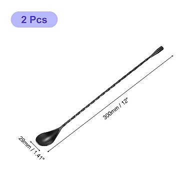Bar Spoon Cocktail Mixing Spoon, 2Pcs 12" Stainless Steel Long Spiral Handle Mixing Spoons