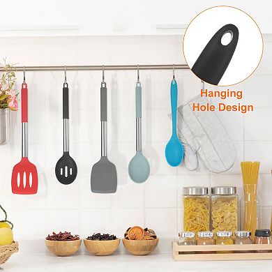 2Pcs Silicone Spoons, Heat Resistant Kitchen Cooking Utensil Spoon for Cooking, Mixing and Serving