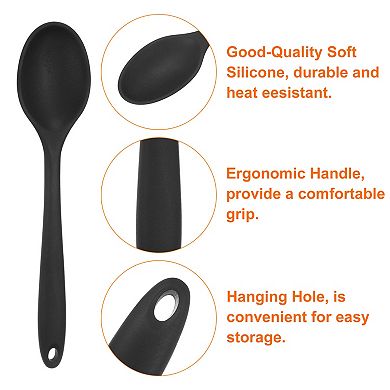 2Pcs Silicone Spoons, Heat Resistant Kitchen Cooking Utensil Spoon for Cooking, Mixing and Serving