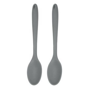 2 pc Silicone Spoons, Heat Resistant Kitchen Cooking Utensil Spoon for Cooking, Mixing and Serving