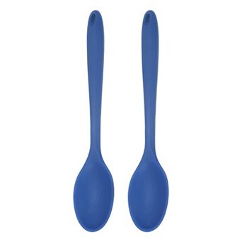 2 pc Silicone Spoons, Heat Resistant Kitchen Cooking Utensil Spoon for Cooking, Mixing and Serving