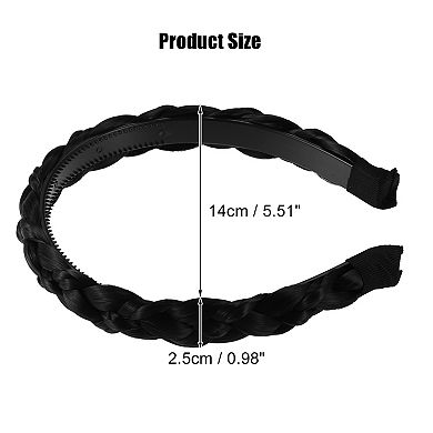 Wig Braided Headbands, Synthetic Hair Headbands with Braid, Braided Headband with Teeth, 0.98" Wide