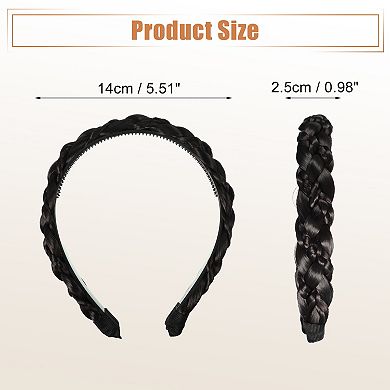 Wig Braided Headbands, Synthetic Hair Headbands with Braid, Braided Headband with Teeth, 0.98" Wide