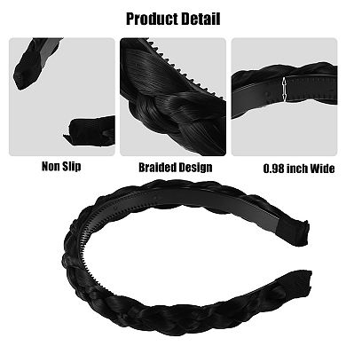 Wig Braided Headbands, Synthetic Hair Headbands with Braid, Braided Headband with Teeth, 0.98" Wide