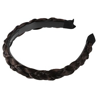 Wig Braided Headbands, Synthetic Hair Headbands with Braid, Braided Headband with Teeth, 0.98" Wide