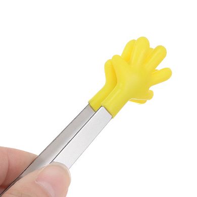 Mini Food Tongs 5.67" Hand Shape Stainless Steel with Silicon Tips Small Cooking Kitchen Tongs