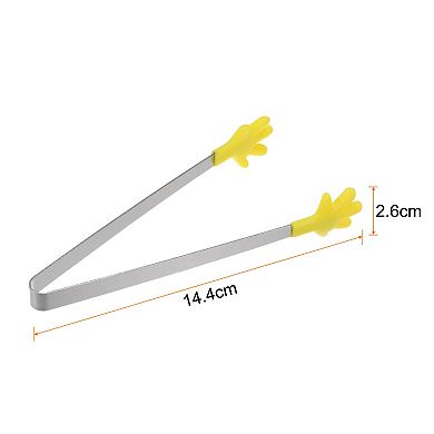 Mini Food Tongs 5.67" Hand Shape Stainless Steel with Silicon Tips Small Cooking Kitchen Tongs