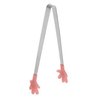 Mini Food Tongs 5.67" Hand Shape Stainless Steel with Silicon Tips Small Cooking Kitchen Tongs