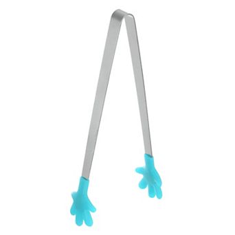 Mini Food Tongs 5.67" Hand Shape Stainless Steel with Silicon Tips Small Cooking Kitchen Tongs