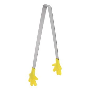 Mini Food Tongs 5.67" Hand Shape Stainless Steel with Silicon Tips Small Cooking Kitchen Tongs