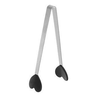 Mini Food Tongs 5.3" Heart Shape Stainless Steel with Silicon Tips Kitchen Small Cooking Tongs