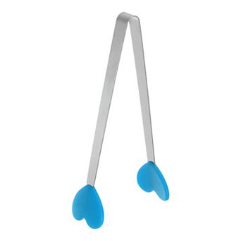 Mini Food Tongs 5.3" Heart Shape Stainless Steel with Silicon Tips Kitchen Small Cooking Tongs