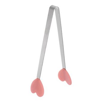 Mini Food Tongs 5.3" Heart Shape Stainless Steel with Silicon Tips Kitchen Small Cooking Tongs