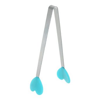 Mini Food Tongs 5.3" Heart Shape Stainless Steel with Silicon Tips Kitchen Small Cooking Tongs