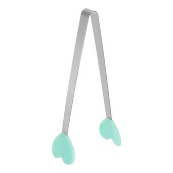 Mini Food Tongs 5.3" Heart Shape Stainless Steel with Silicon Tips Kitchen Small Cooking Tongs