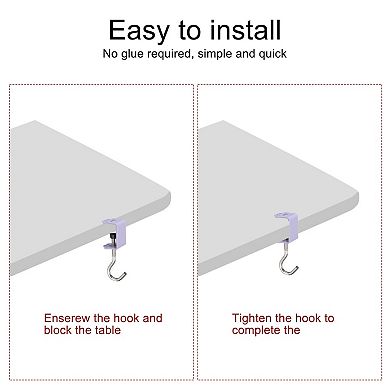 2pcs Desk Hook Clamp 0.2"-1.4" Clamping Range Cat Claw Shape Bag Hook, Portable Desk Mount Hook