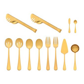 12 pc Silverware Set, Stainless Steel Flatware Cutlery Set, Serving Utensils Set for Home Kitchen