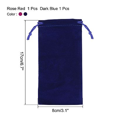 17x8cm Drawstring Gift Bags, 2Pcs Soft Flannel Cloth Storage Pouch