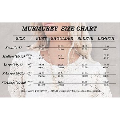 Womens Sweaters Crewneck Knit Pullover Tops Summer Lightweight Diamond Crochet Sleeve Blouse Shirt